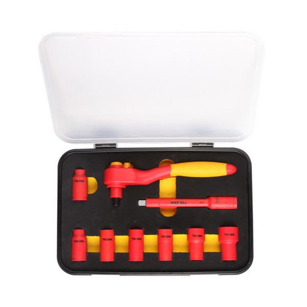 Set dados 3/8+ rachet 8al 19 MM aislados Juego 9 Piezas 1000V VDEline 